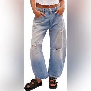 We the Free Good Luck Mid Rise Barrel Leg Jeans